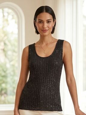 Sequin Ribbed Knit Tank